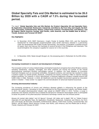 global specialty fats and oils market