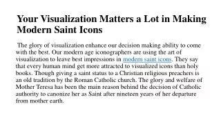 Your Visualization Matters a Lot in Making Modern Saint Icons​