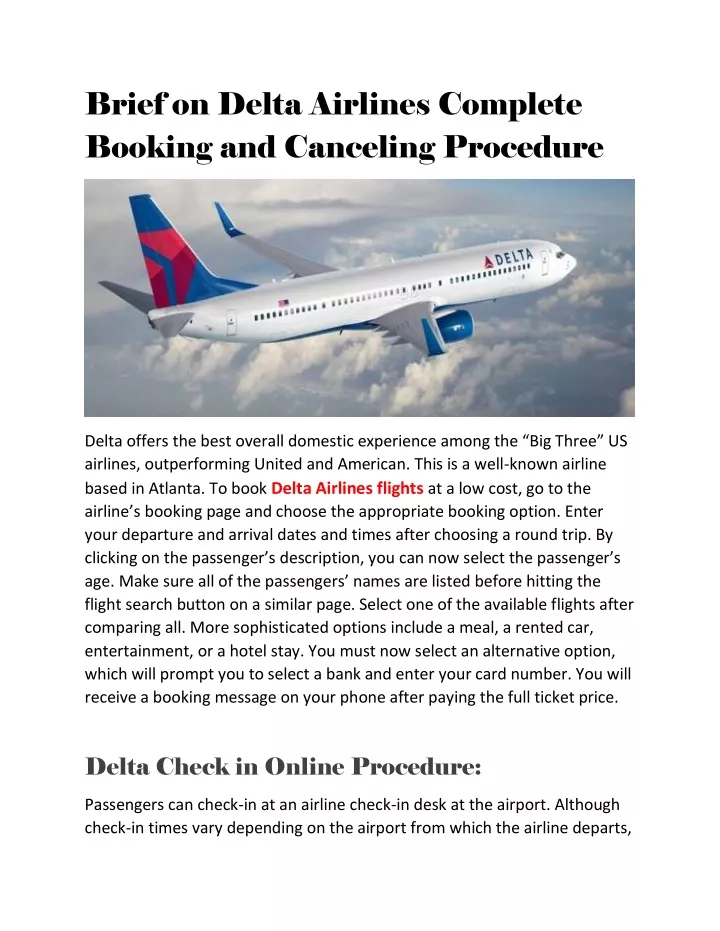 brief on delta airlines complete booking