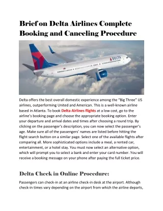 Brief on Delta Airlines Complete Booking and Canceling Procedure