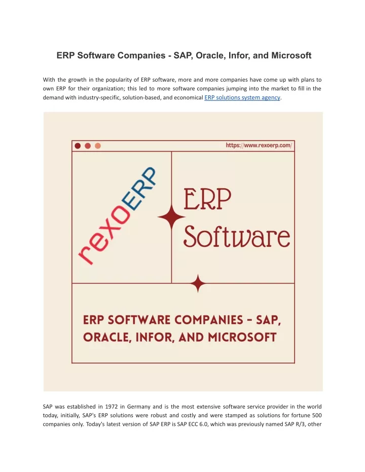 erp software companies sap oracle infor