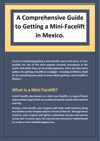 A Comprehensive Guide to Getting a Mini-Facelift in Mexico.