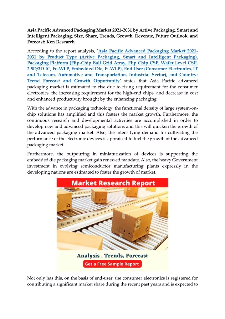 asia pacific advanced packaging market 2021 2031