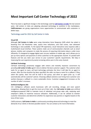 most important call center technology of 2022