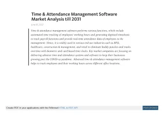 Time & Attendance Management Software Market Analysis till 2031