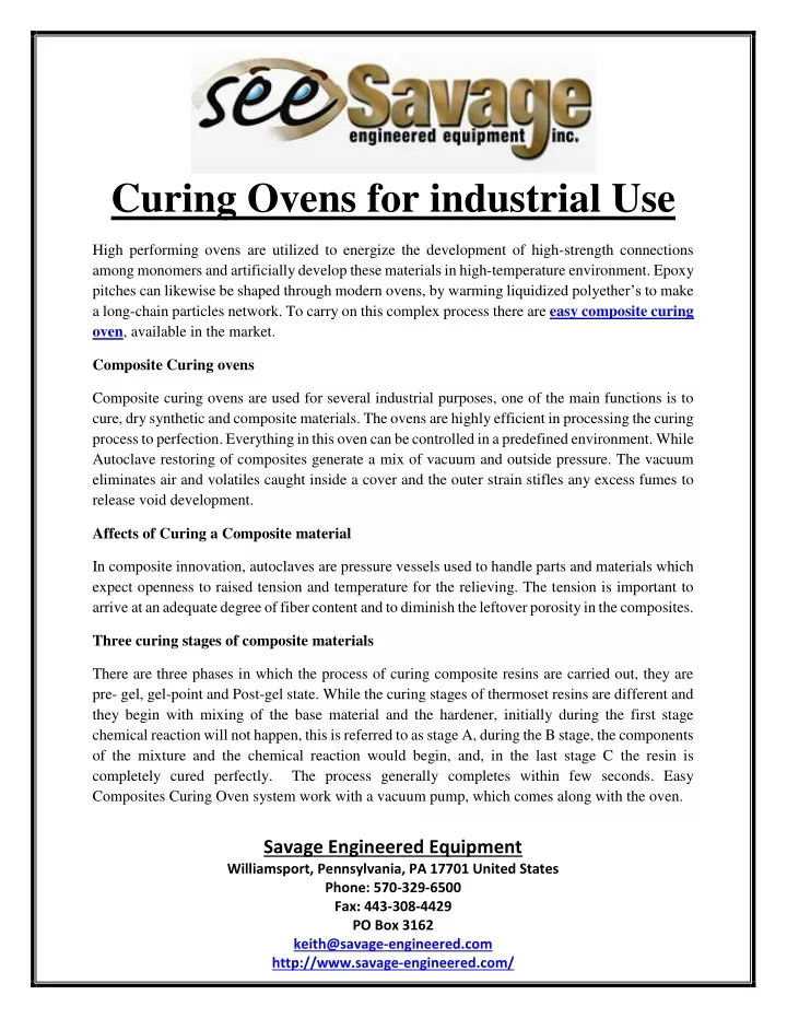 curing ovens for industrial use