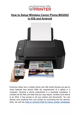 how to setup wireless canon pixma mg2922