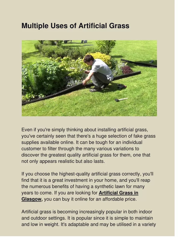 multiple uses of artificial grass