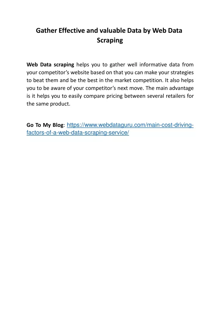 gather effective and valuable data by web data
