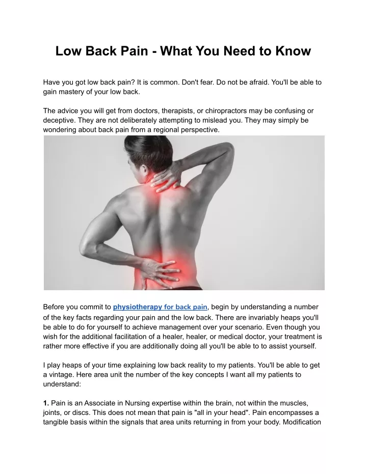 low back pain what you need to know
