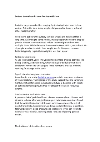 bariatric surgery benefits more than just weight
