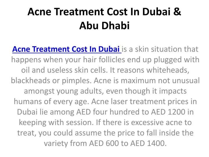 acne treatment cost in dubai abu dhabi