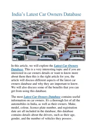 India's Latest Car Owners Database