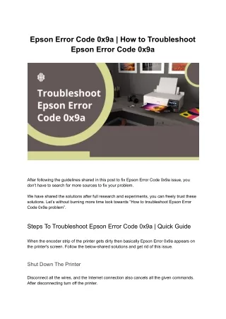 epson error code 0x9a how to troubleshoot epson