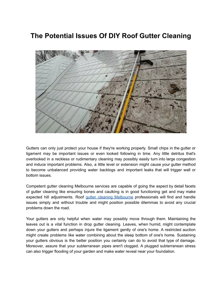 the potential issues of diy roof gutter cleaning