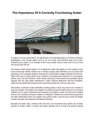 the importance of a correctly functioning gutter