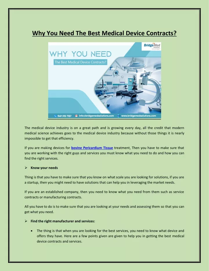 why you need the best medical device contracts