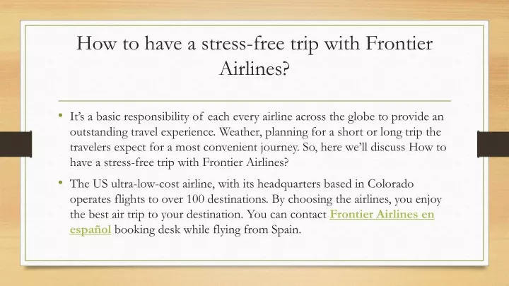 how to have a stress free trip with frontier airlines