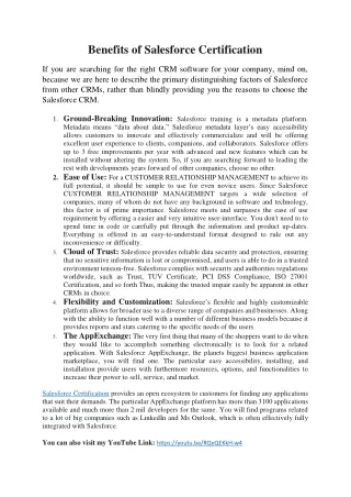 Benefits of Salesforce Certification
