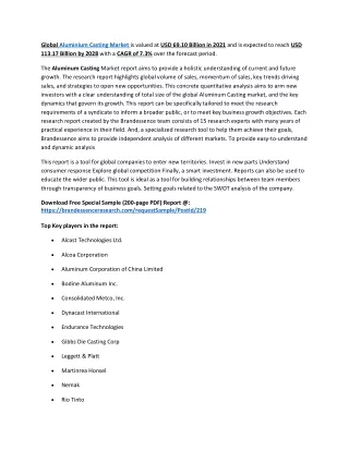global aluminium casting market is valued