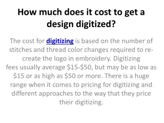 how much does it cost to get a design digitized