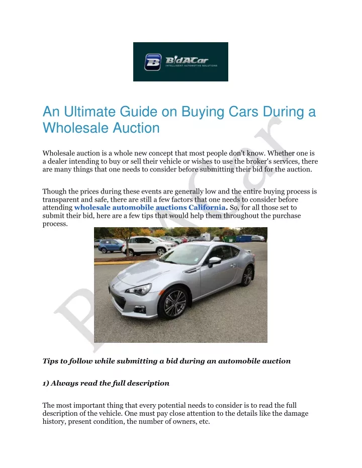 an ultimate guide on buying cars during