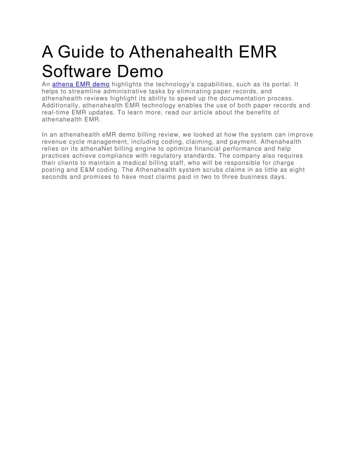 a guide to athenahealth emr software demo