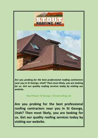 Roof Repair St George  Stoutroofing.net