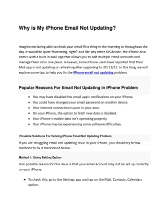 why is my iphone email not updating