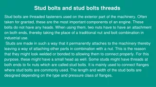 stud bolts and stud bolts threads