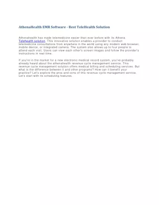 athenahealth emr software best telehealth solution