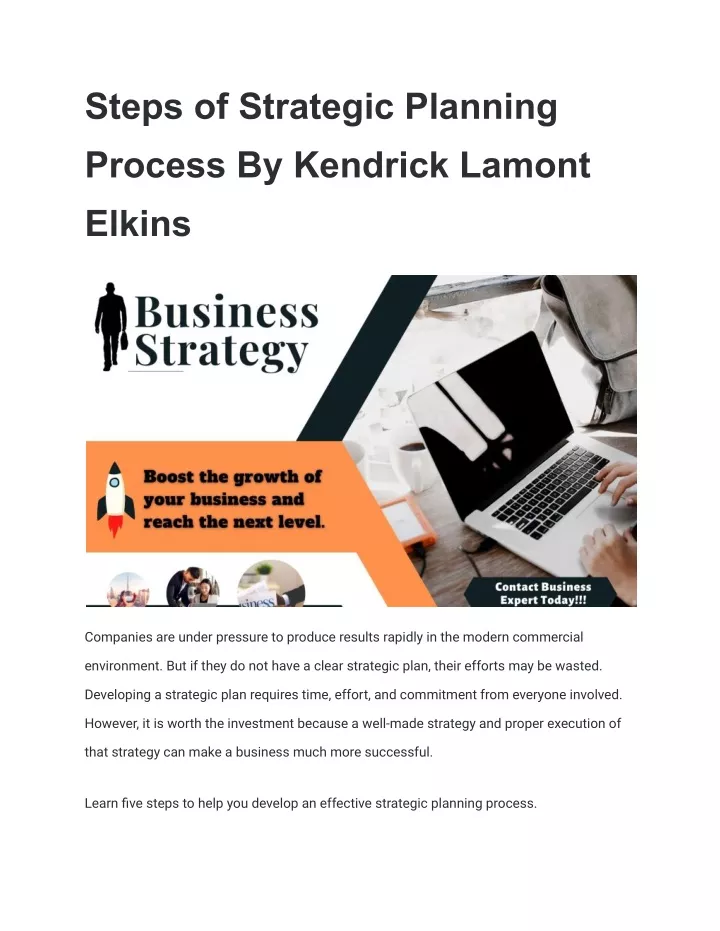 steps of strategic planning process by kendrick