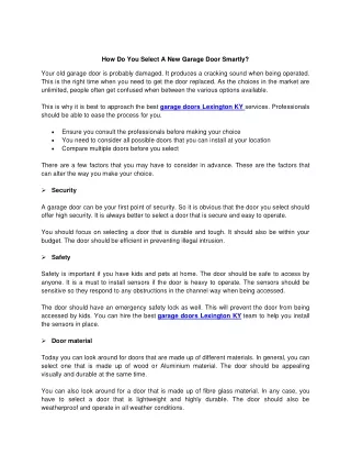 how do you select a new garage door smartly