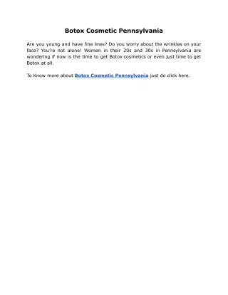 Botox Cosmetic Pennsylvania