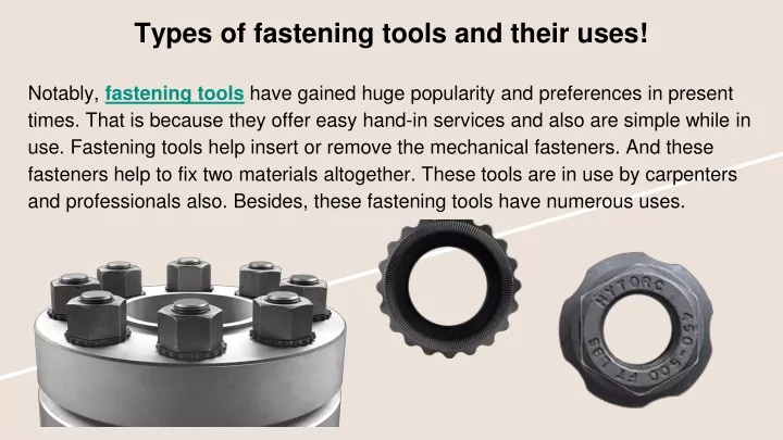types of fastening tools and their uses