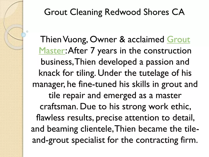 grout cleaning redwood shores ca