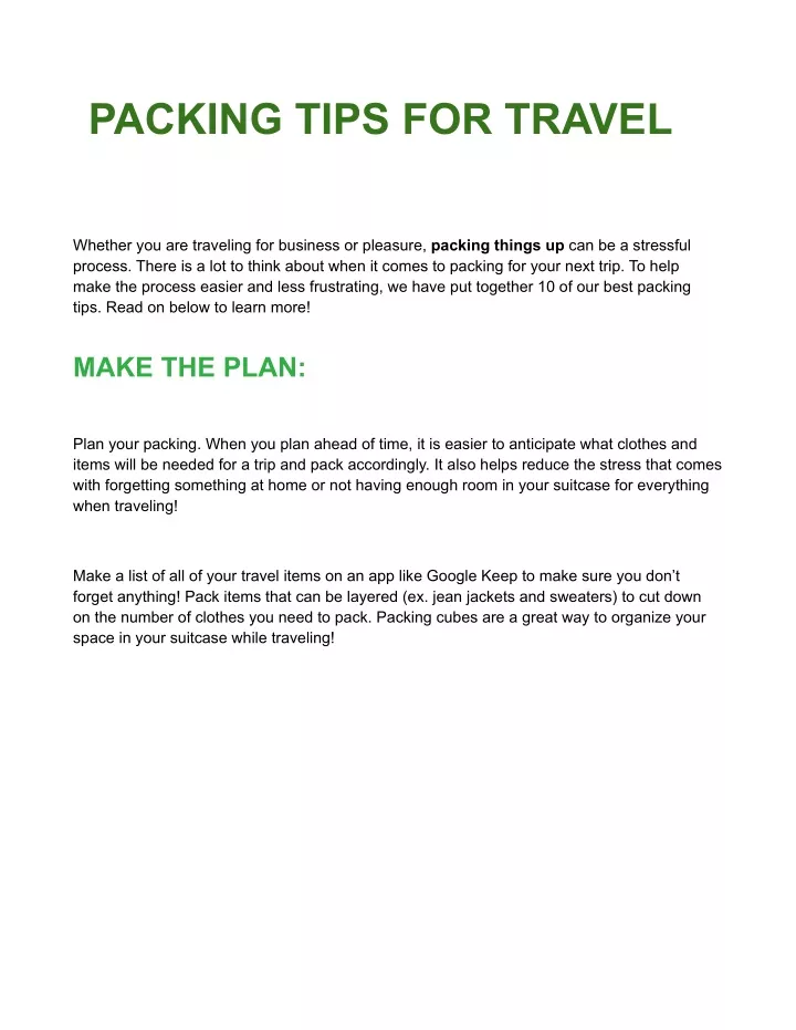 packing tips for travel