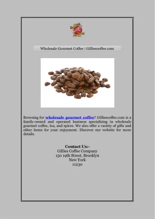 Wholesale Gourmet Coffee | Gilliescoffee.com
