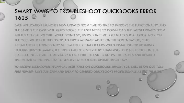 smart ways to troubleshoot quickbooks error 1625