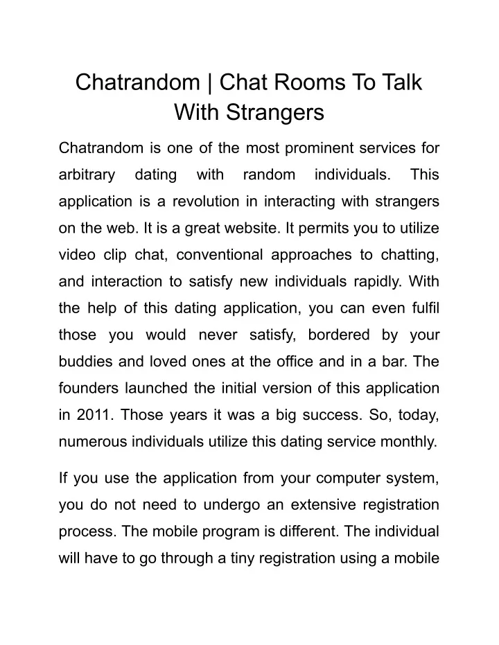 chatrandom chat rooms to talk with strangers