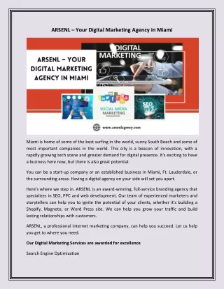 ARSENL – Your Digital Marketing Agency in Miami