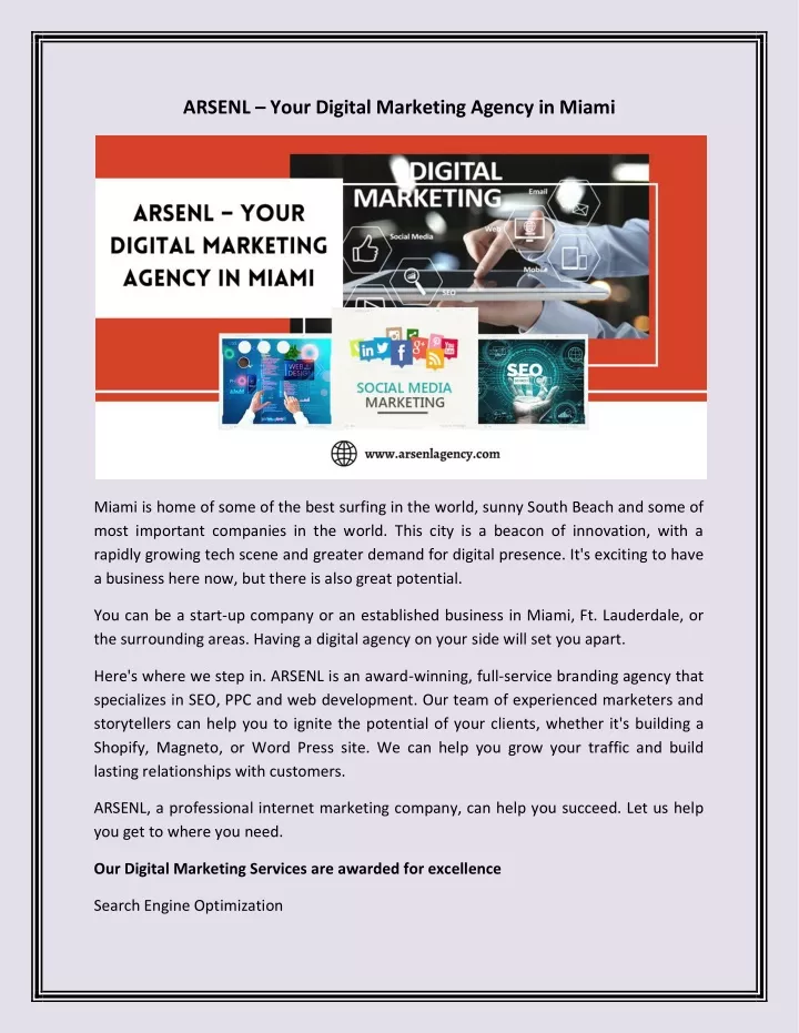 arsenl your digital marketing agency in miami