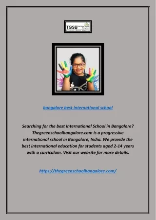 Bangalore Best International School | Thegreenschoolbangalore.com