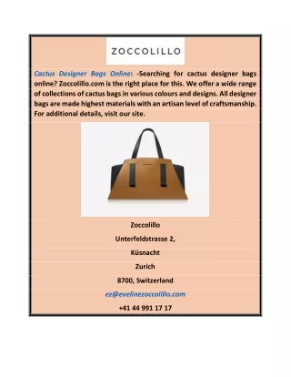 Cactus Designer Bags Online | Zoccolillo.com