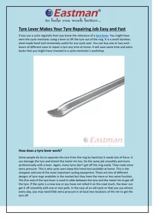 Tyre Lever Makes Your Tyre Repairing Job Easy and Fast