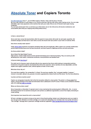 Absolute Toner and Copiers TorontoUntitled document