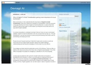 Why is English To Hindi Transliteration gaining more importance for local businesses