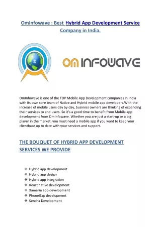 ominfowave best hybrid app development service