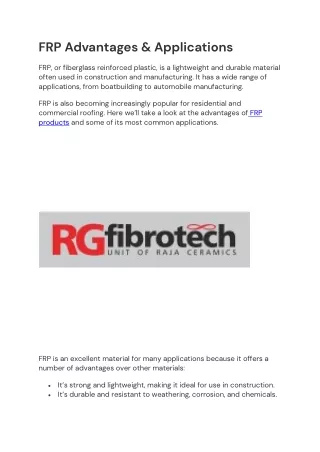 frp advantages applications