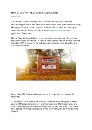how to use frp in structural applications